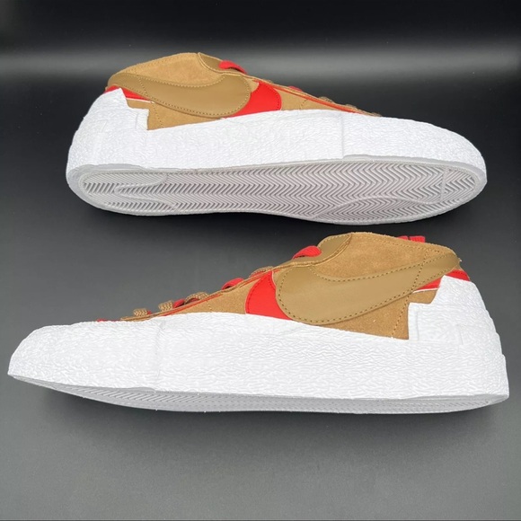 Nike Blazer Low x Sacai British Tan Brown Red White DD1877-200 Mens Size 11 - Picture 6 of 13